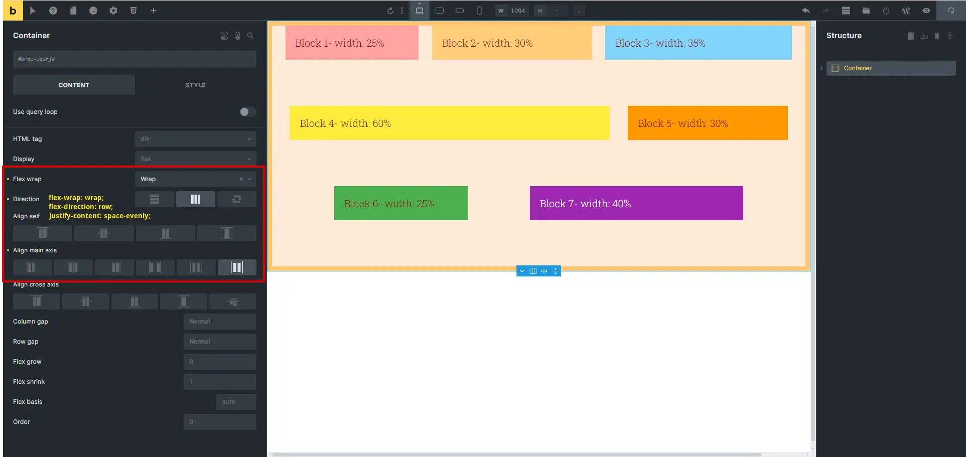Align Main Axis: Control Bricks' `justify-content Property