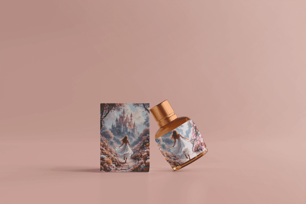 Amber Glass Cosmetic Bottle And Box Mockup  Product Design