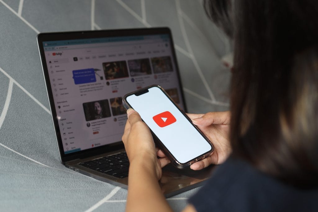Woman Hands Holding Holding Smartphone With Youtube Apps Screen Youtube Is Popular Online