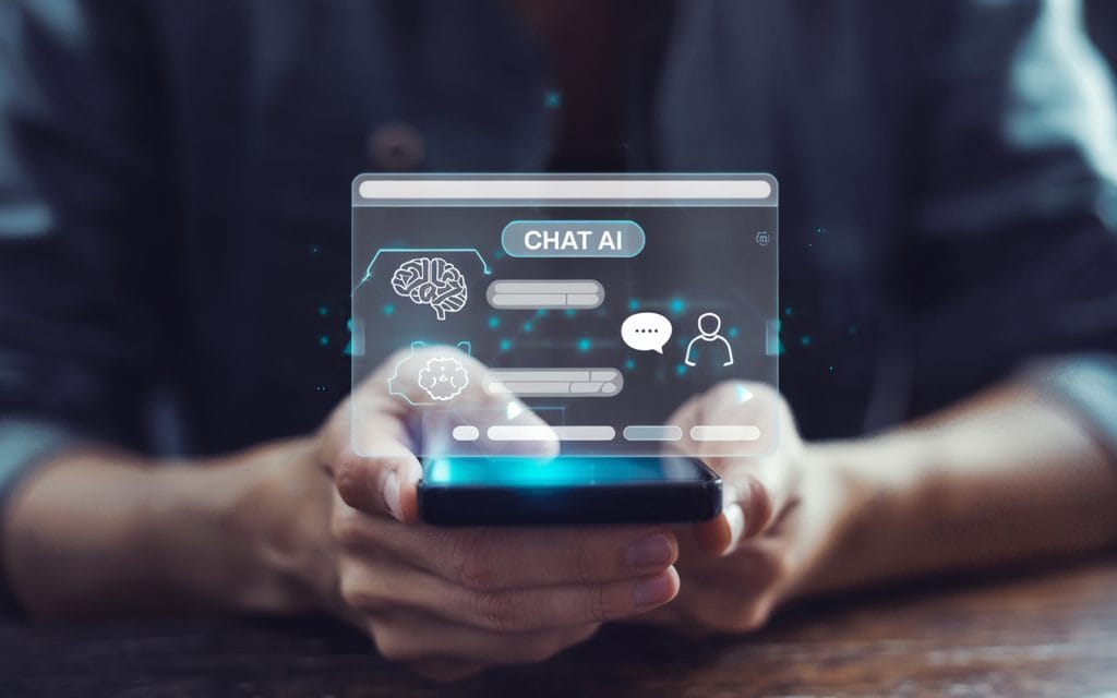Chatbot Artificial Intelligent Concept Digital Customer Service Application Man Use Computer Mobil
