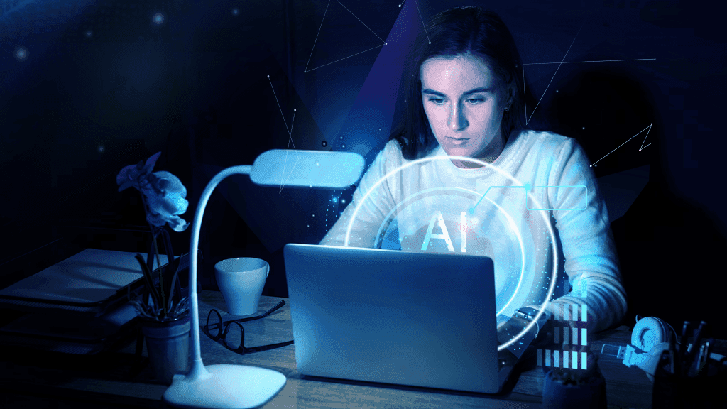 Person Using Laptop Using Artificial Intelligence Generate Images
