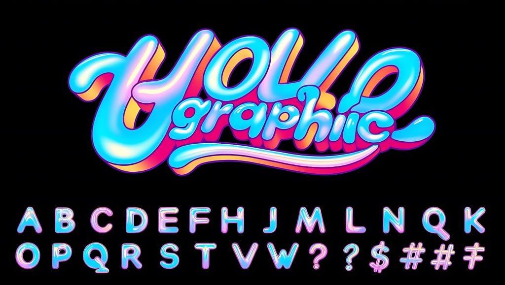 Vibrant Stylized Text Graphic Black Background Featuring Words Hold Graphic Wavy